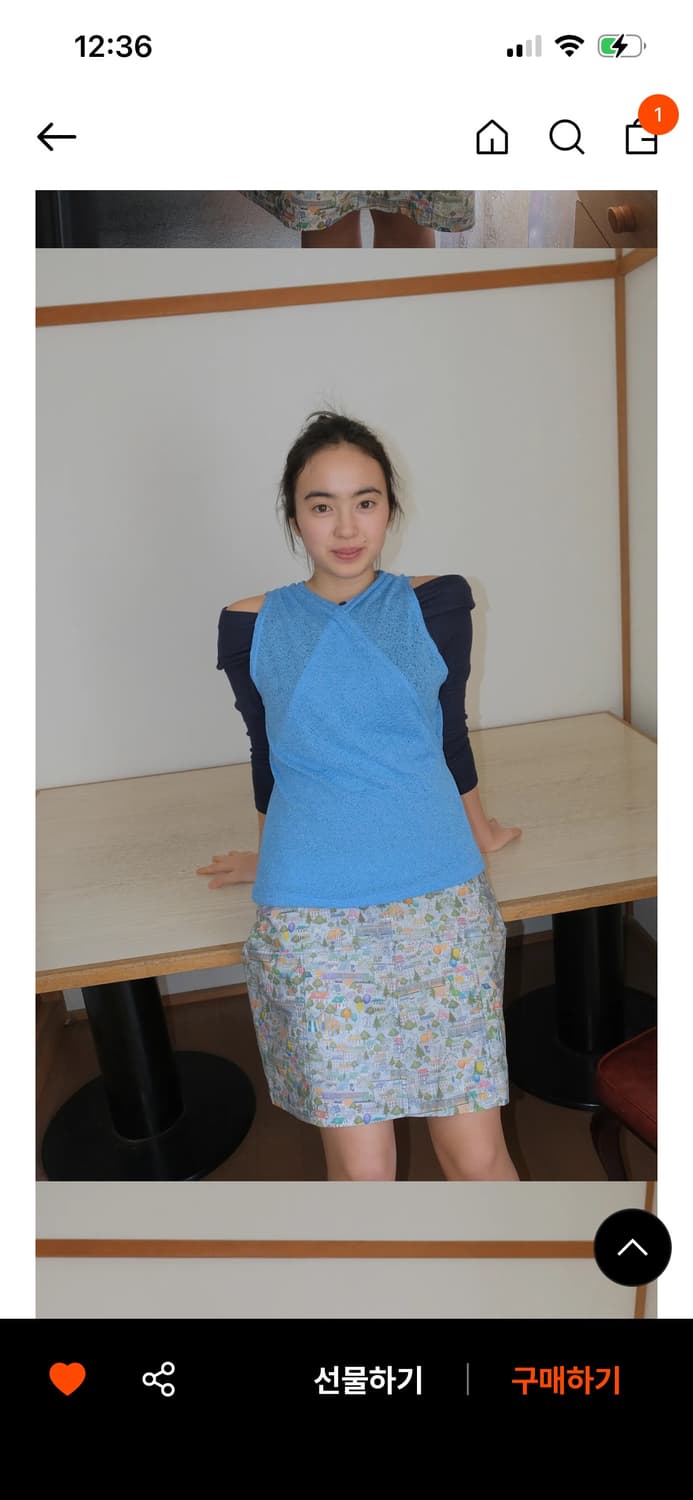 pesto section midi skirt - sky village 상품이미지1