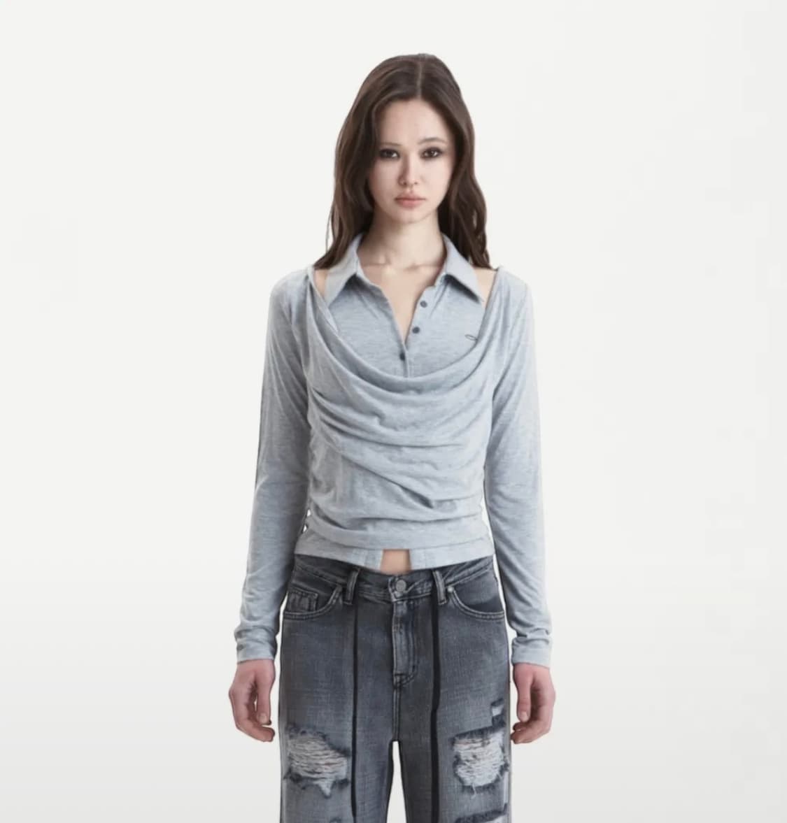 Synerjyn 시너진 DRAPE LAYERED SET MELANGE 상품이미지1