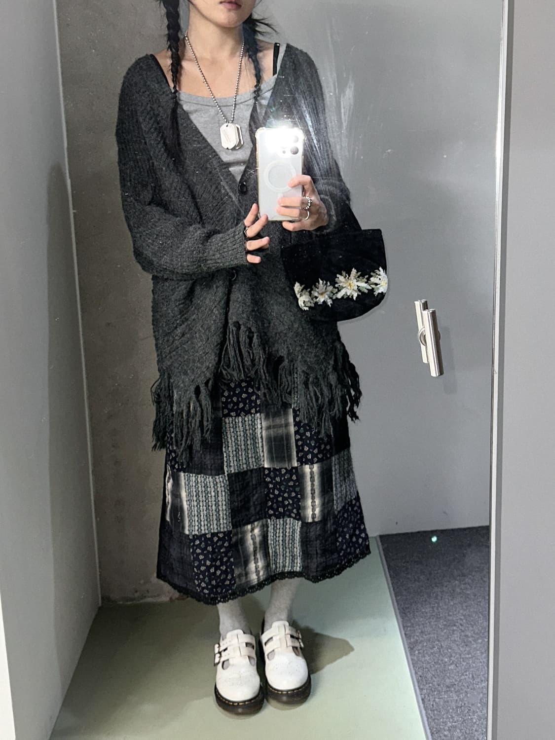 charcoal tassle cardigan 상품이미지5