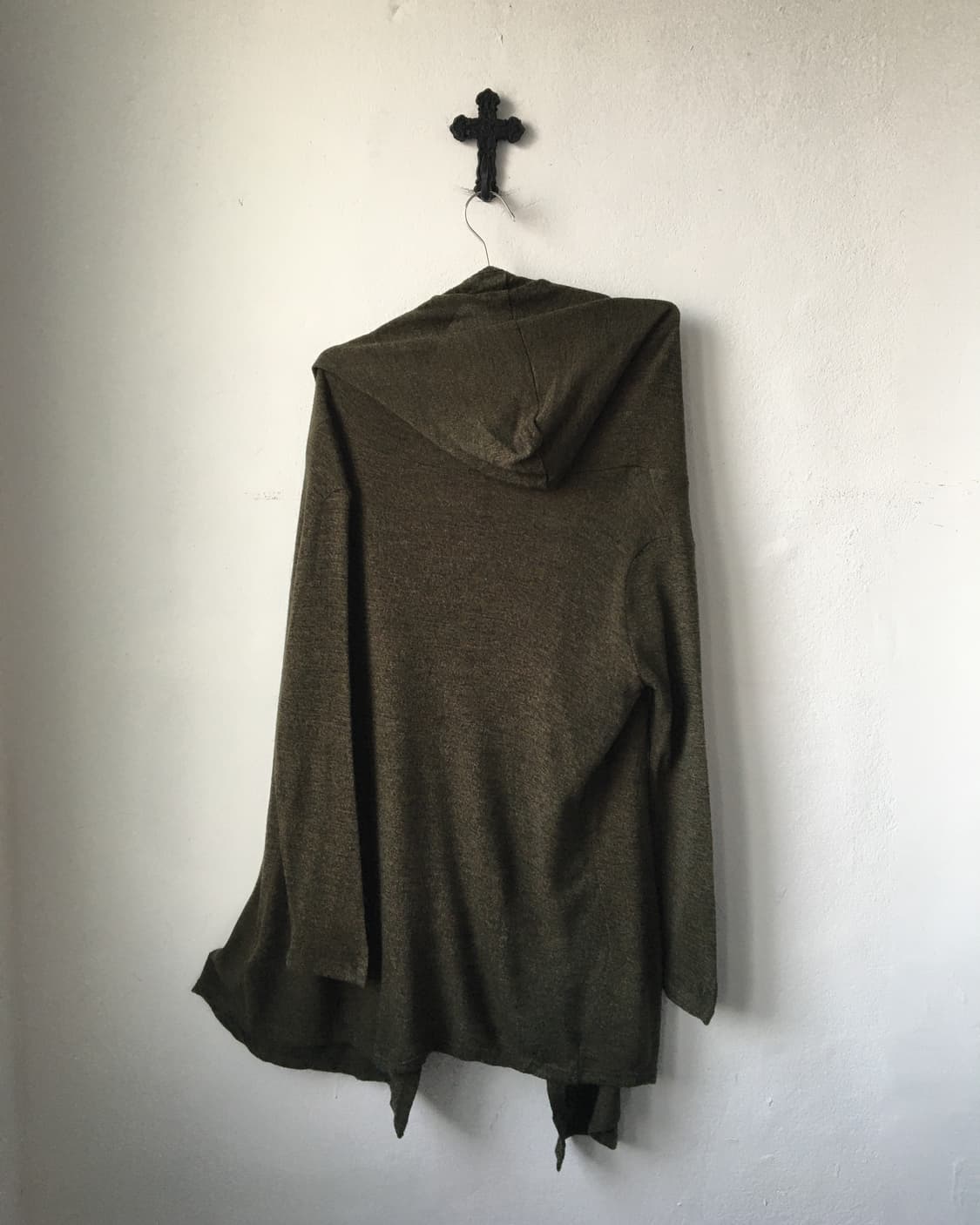 Drape hood open cardigan 상품이미지3