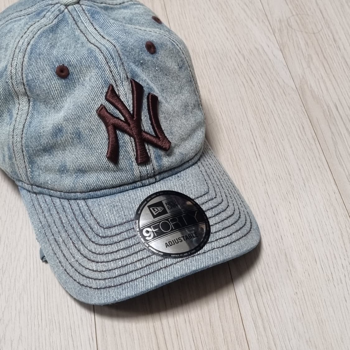 새제품) 뉴에라 뉴욕양키스 NY 데님 언스트럭쳐 볼캡 모자 연청 상품이미지5