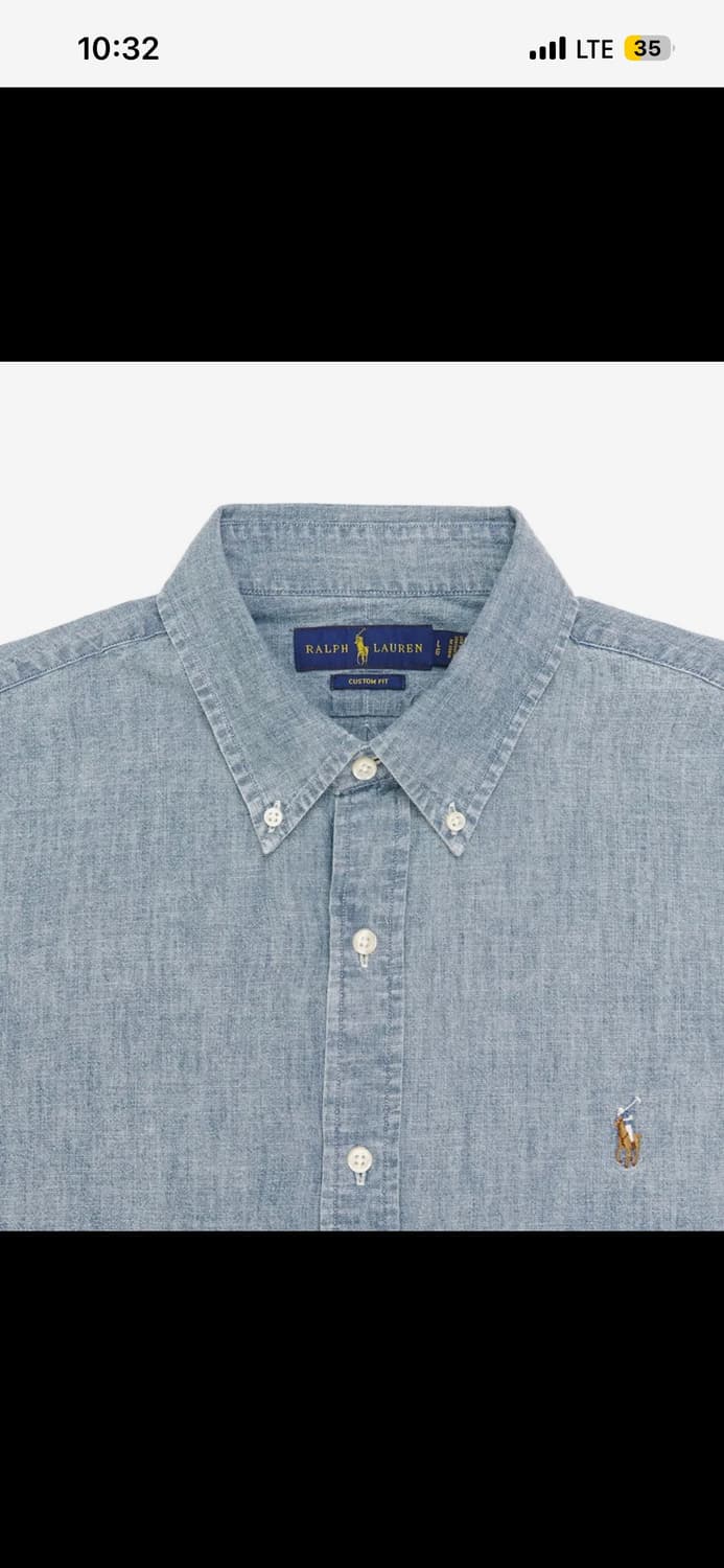 [새상품/2XL] polo 커스텀핏 샴브레이 셔츠 - 블루 상품이미지2