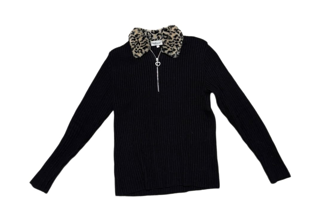 빈티지 호피카라 하트 지퍼 디테일 상품이미지1