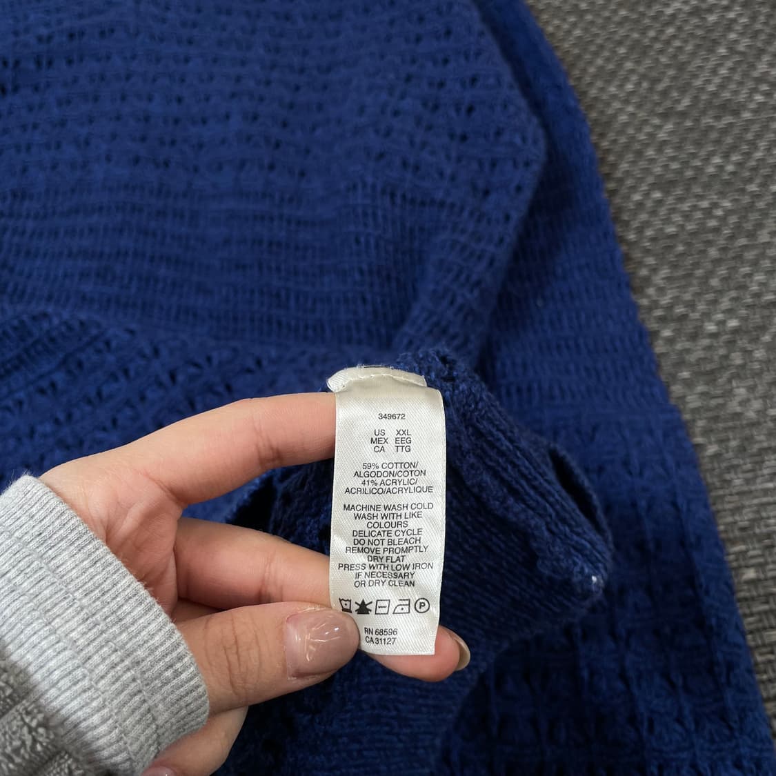 DKNY 네이비 그물 브이넥 시스루 긴팔 니트 2XL 상품이미지5