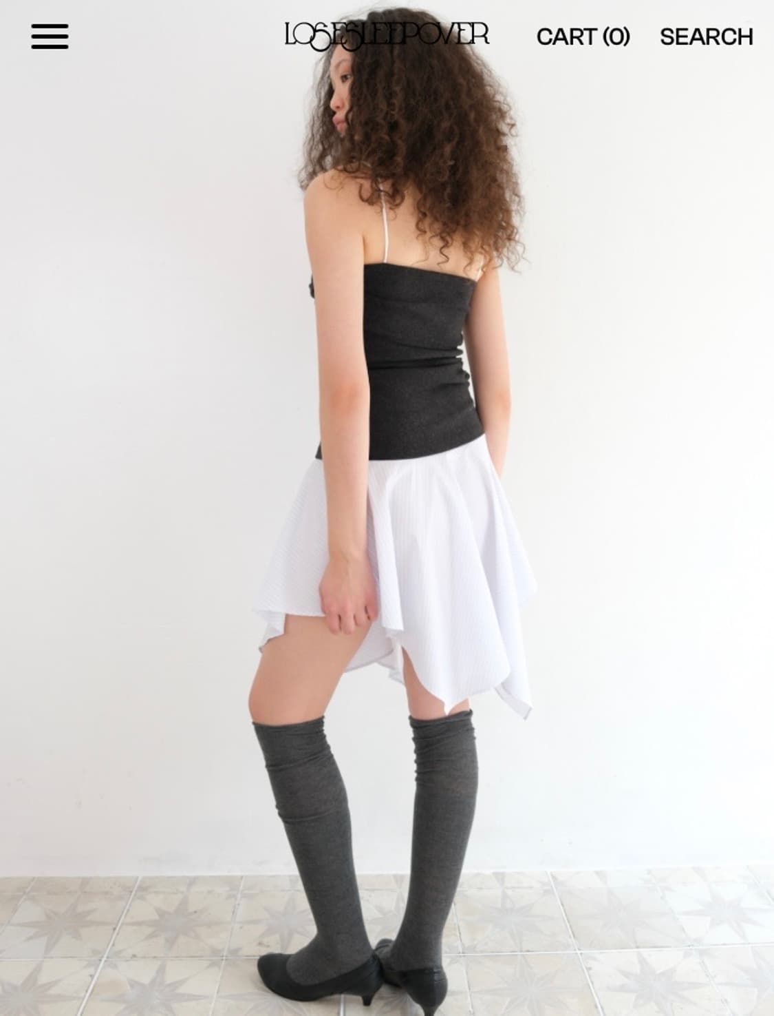 루즈슬립오버 스커트(흰색 스트라이프) 상품이미지3