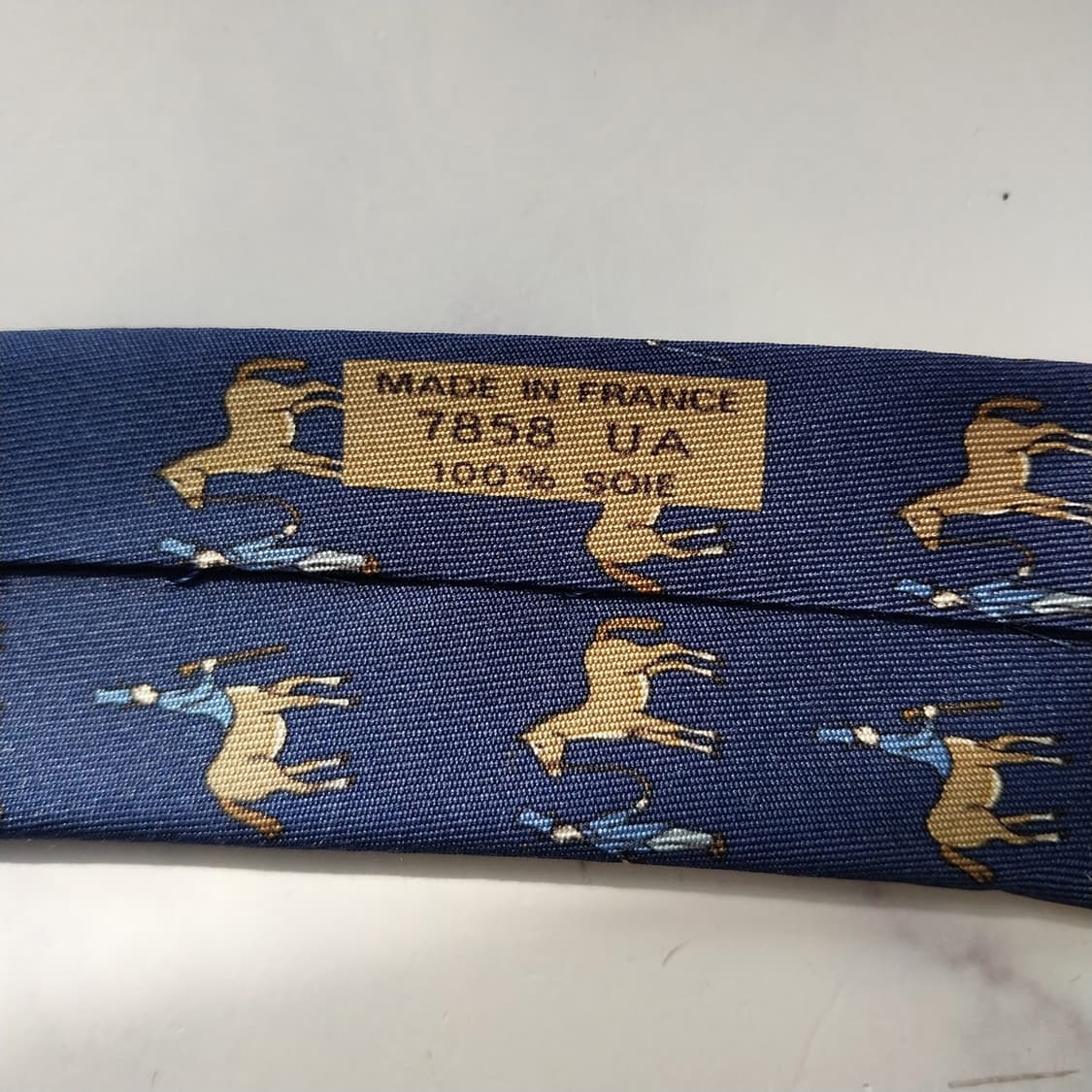 에르메스 실크 네이비 승마 모티브 넥타이 9.5cm A등급 K2143 상품이미지4