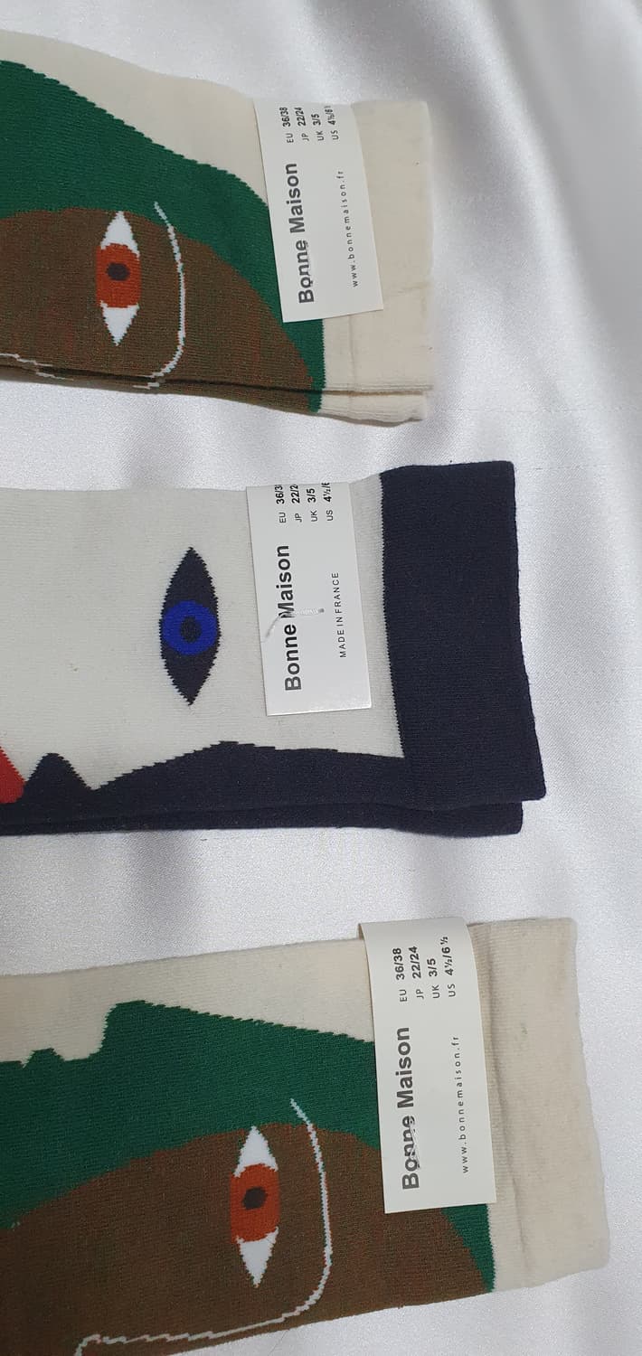 크림베이지 크림 추상화 Bonne Maison 본메종 양말 상품이미지8
