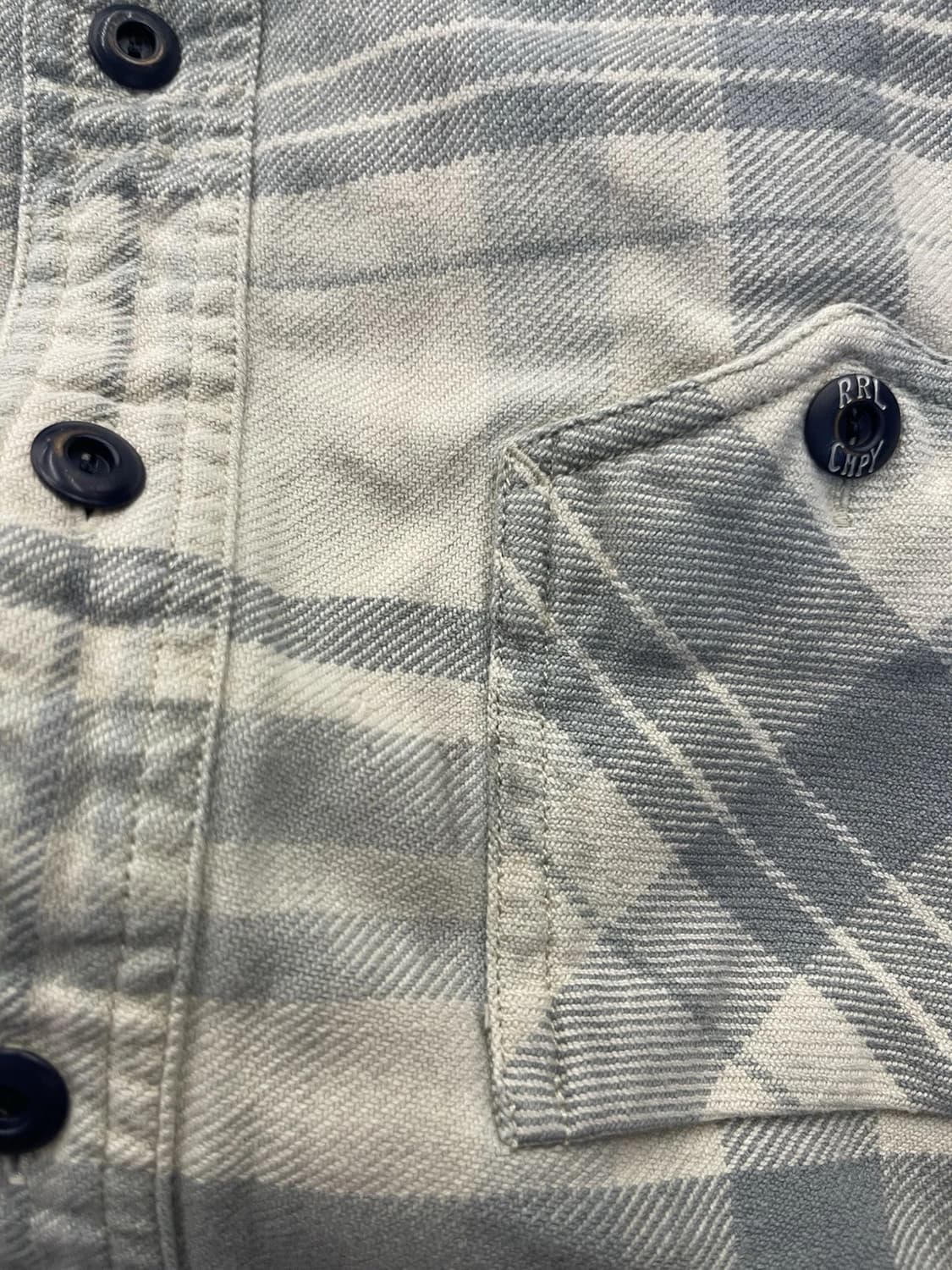 90s RRL 더블알엘 블루 그레이 플란넬 셔츠 상품이미지3