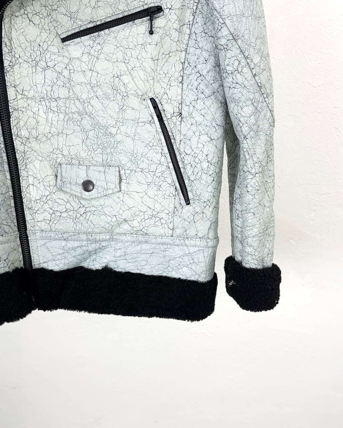 블랙 데님 비앙케토 시어링 스킨 집 라이더 자켓 상품이미지6