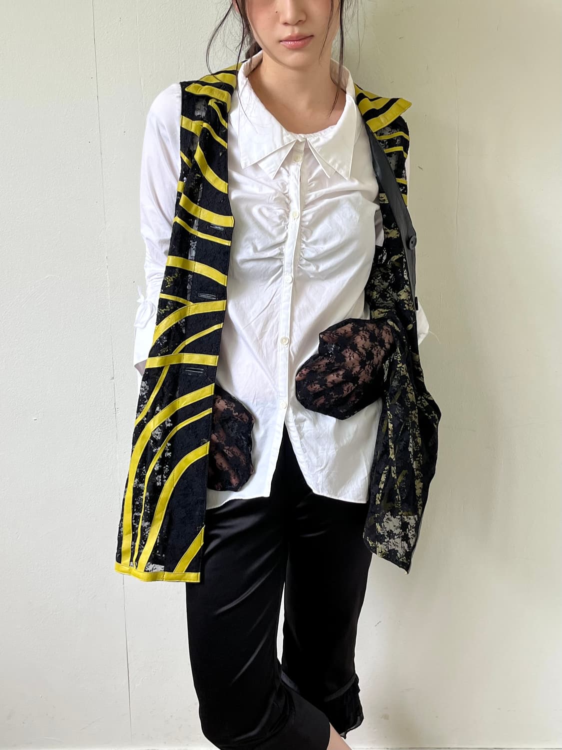 Japan vtg 시스루 레더 베스트 자켓 상품이미지4