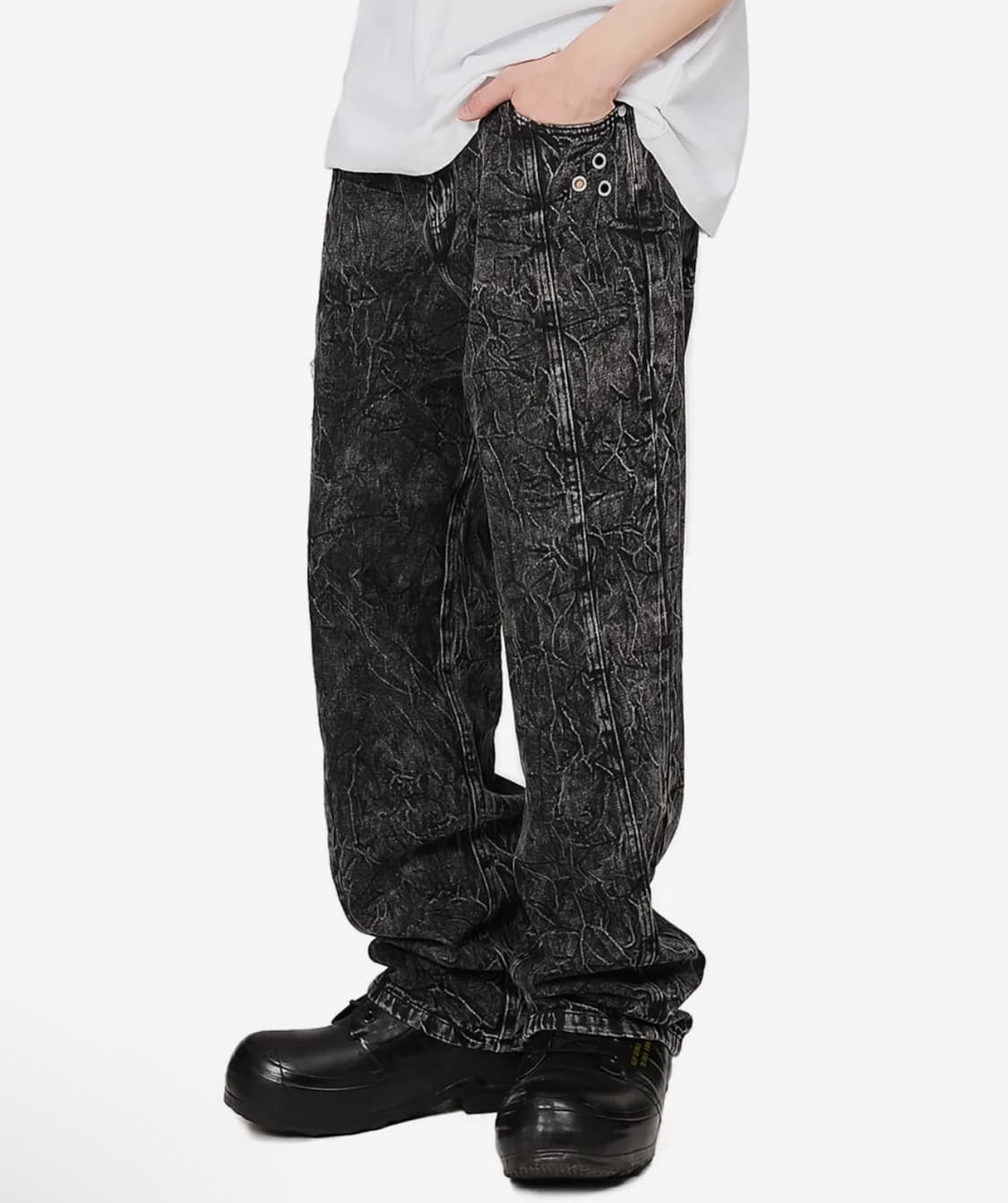 플레이버리즘 라이트닝 워시드 크랙 데님 팬츠 XL 상품이미지1