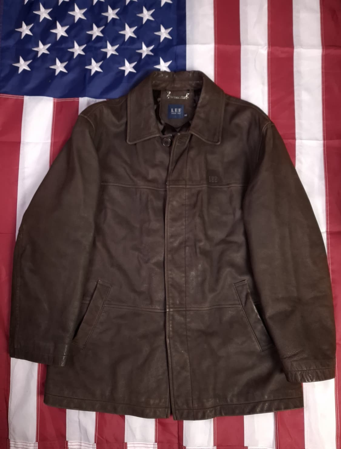 오리지날 90's Lee 리 리얼레더 브라운 자켓 상품이미지1
