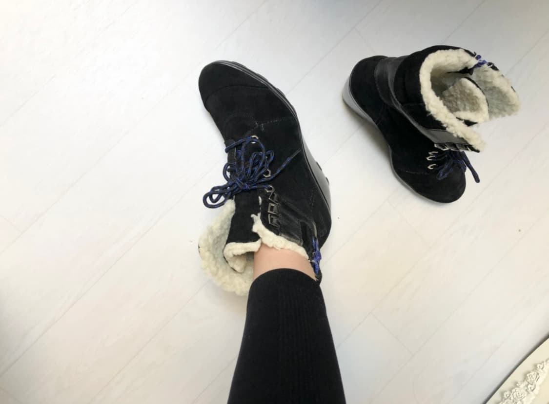 나인웨스트ㅡ천연가죽 웨지힐 부츠 230/양털/새수준 상품이미지1