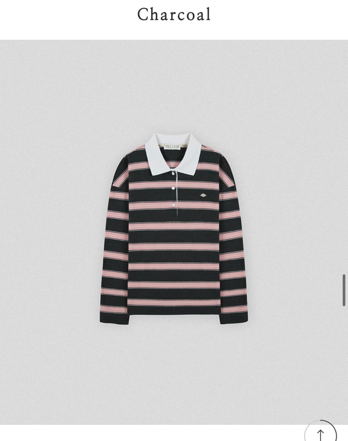 틸아이다이 스트라이프 챠콜 핑크 카라 럭비티 롱 슬리브 긴팔 티셔츠 M 상품이미지7