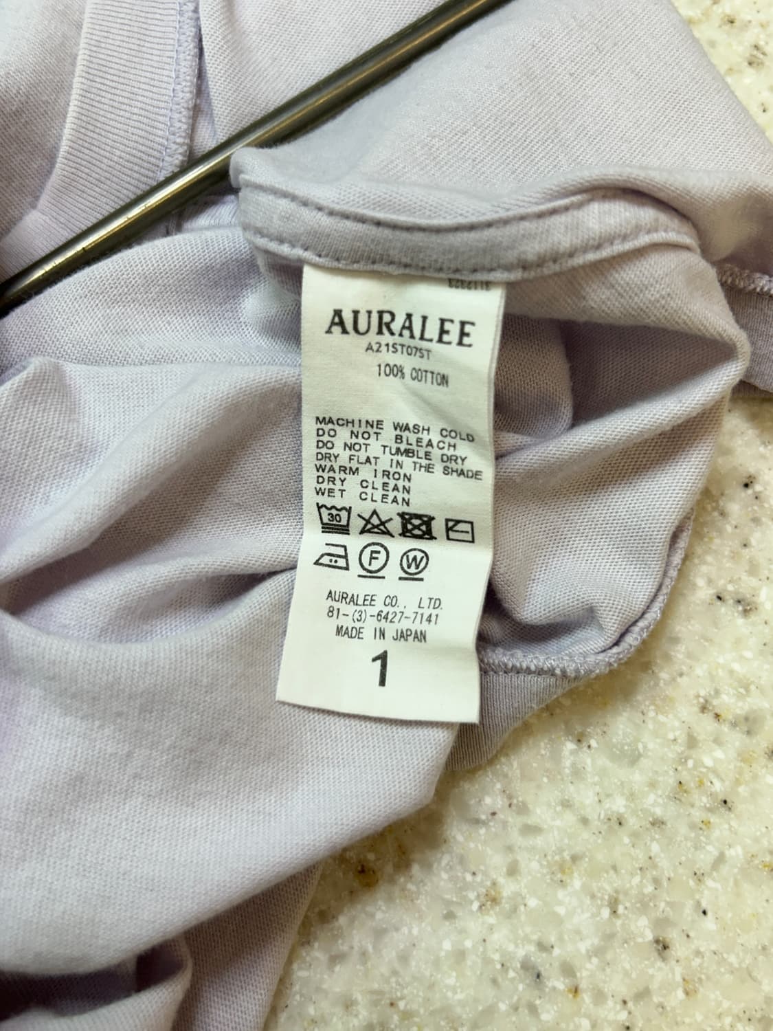 오라리(AURALEE) 코튼 슬리브리스 티셔츠 라이트 퍼플 상품이미지4