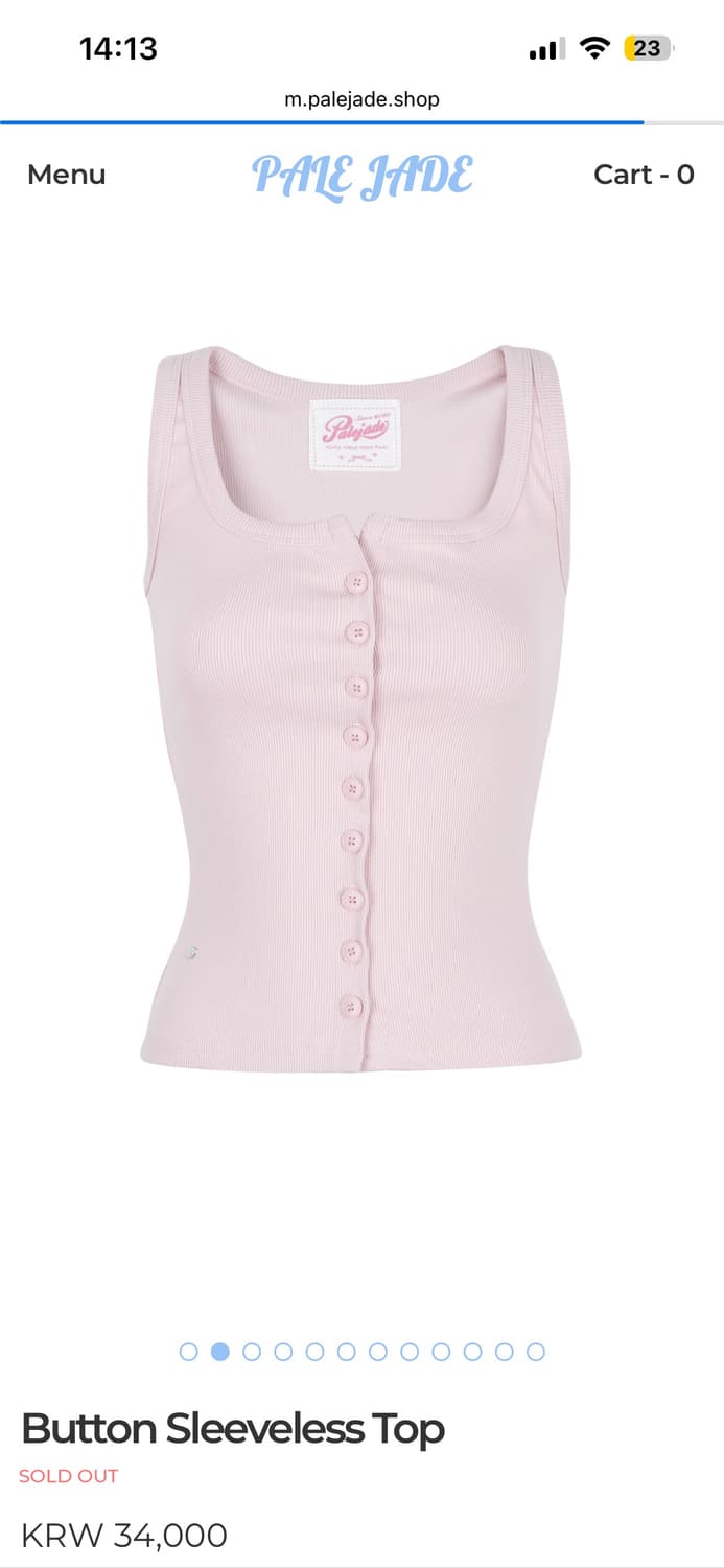 페일제이드 버튼 슬리브리스 탑 Button Sleeveless Top 상품이미지1