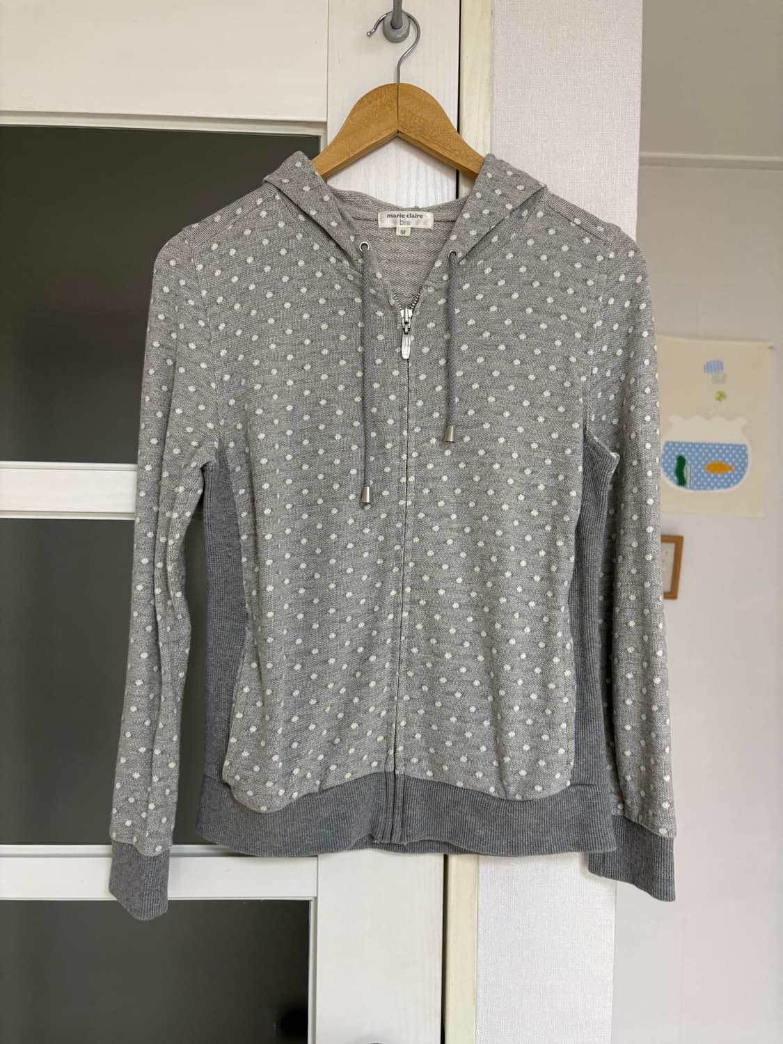 그레이 도트 후드집업 상품이미지1