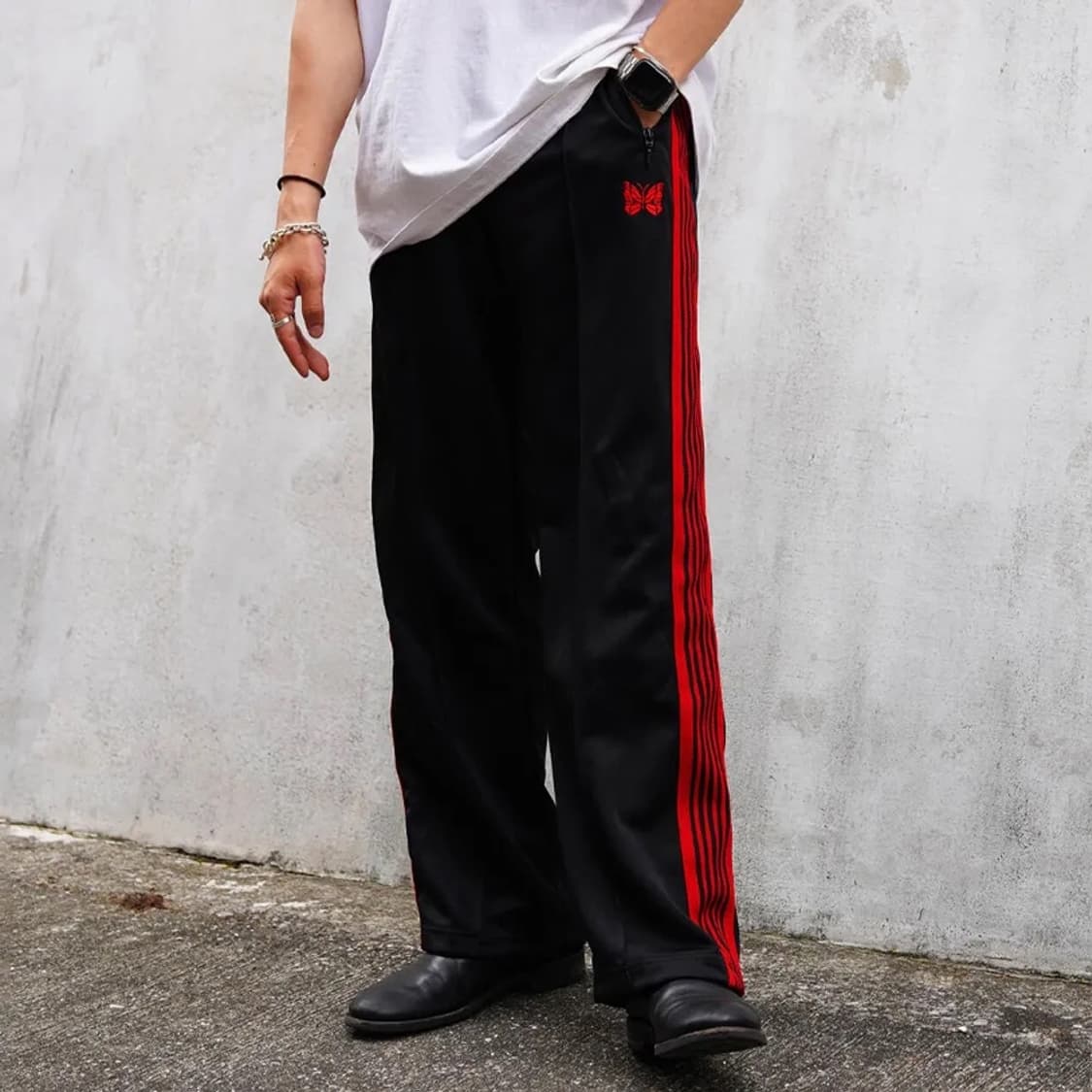 니들스 x LHP 트랙 팬츠 폴리 스무스 블랙 레드 상품이미지2