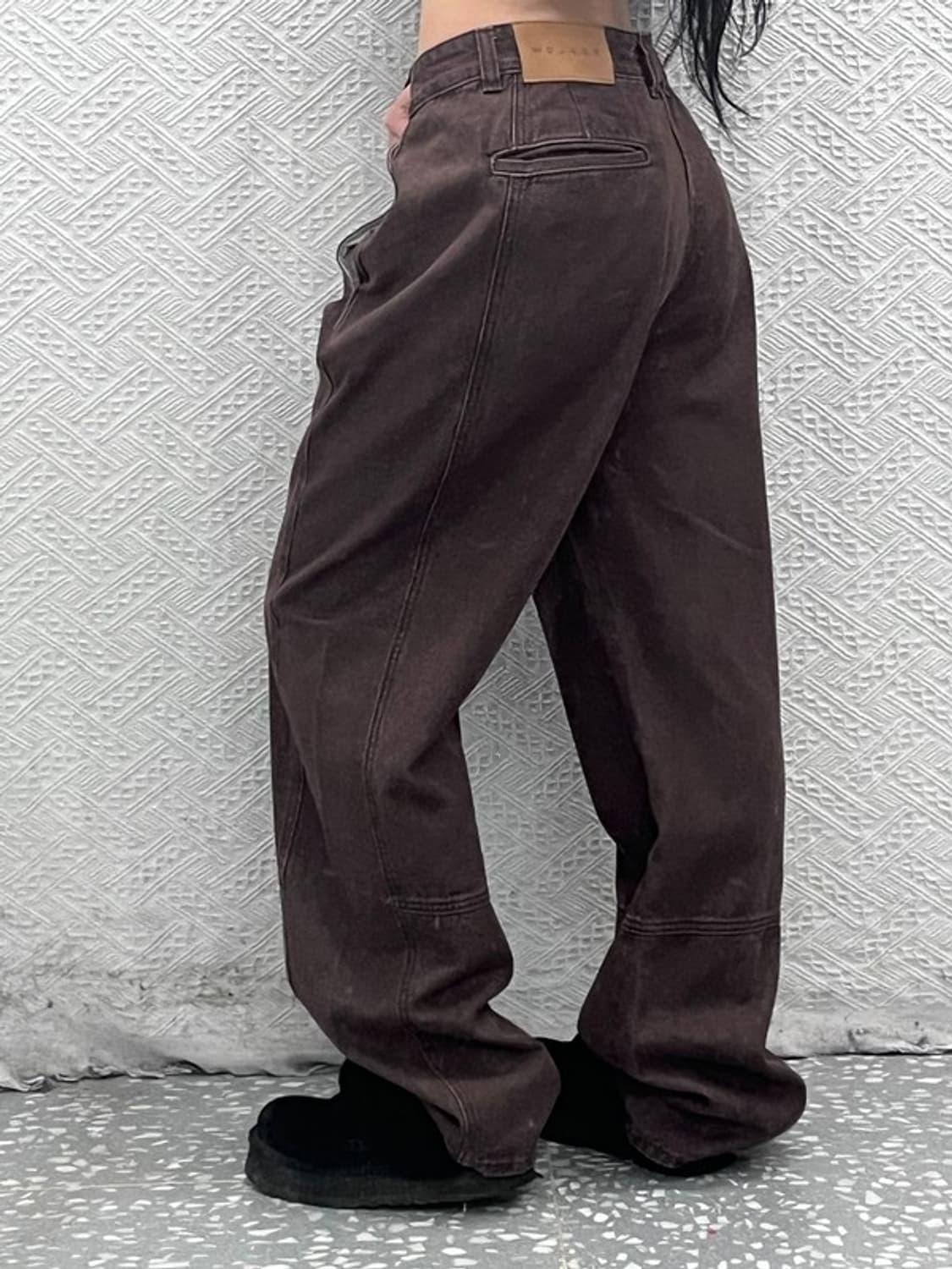 비슬로우 세미 와이드 커브드진 브라운 데님팬츠 34인치 C08395 상품이미지1