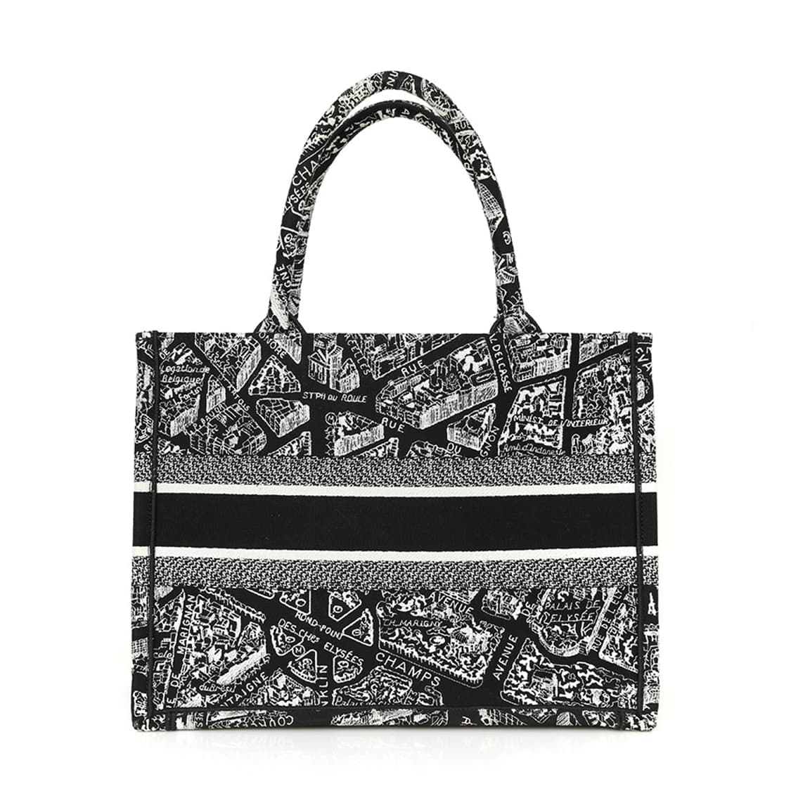 디올 북토트 미디엄 플랑 드 파리 블랙 화이트 M1296ZOMP 상품이미지5