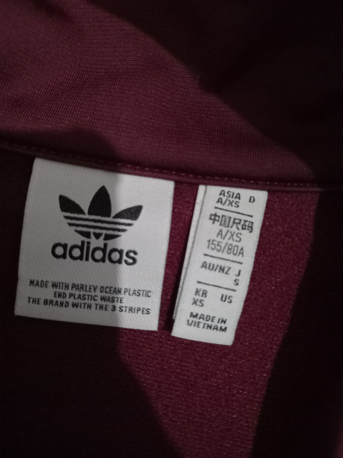 아디다스 파이어버드 IB7406 버건디 트랙탑 저지 져지집업 85/XS 상품이미지4