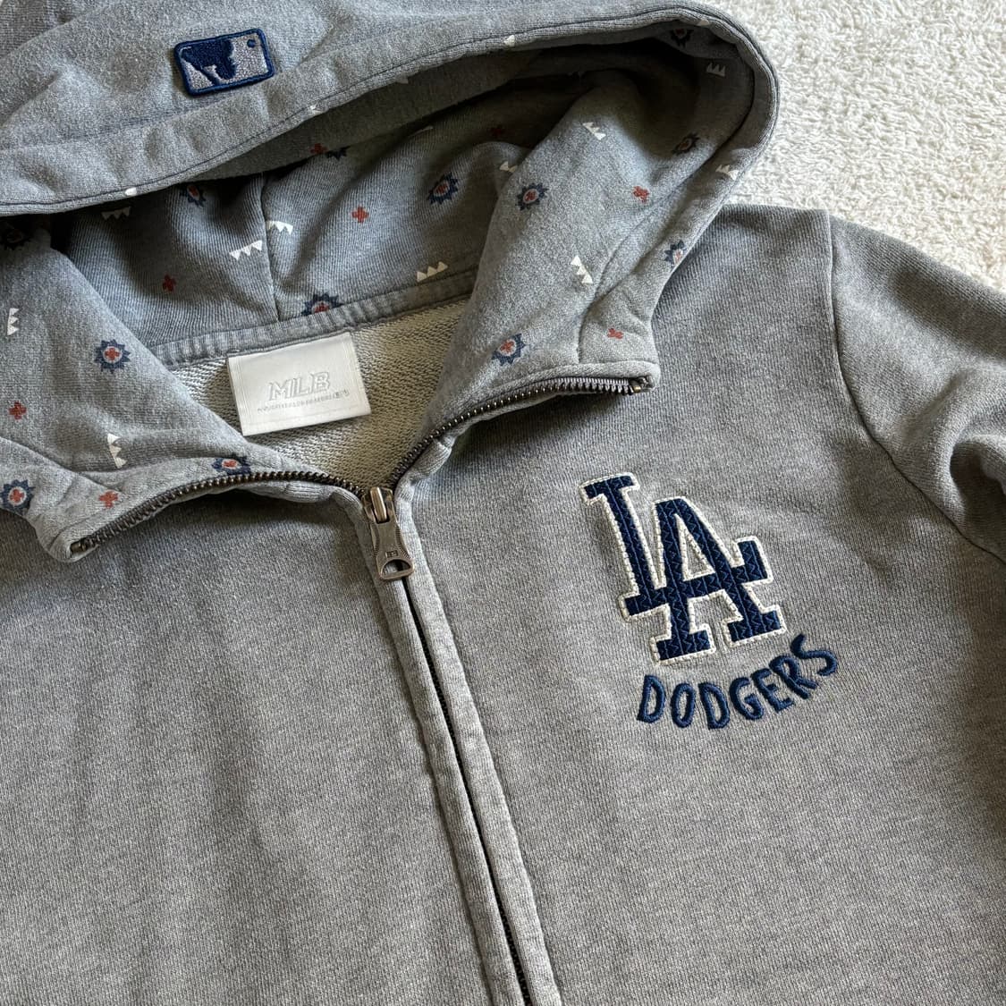 LA 다저스 그레이 블루포인트 스몰로고 후드집업 상품이미지4