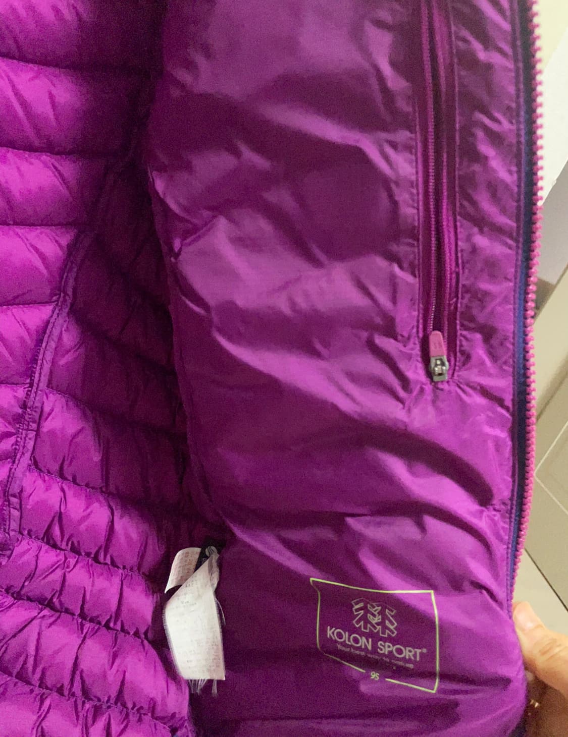 코오롱 퍼플 경량 구스다운 패딩 상품이미지4