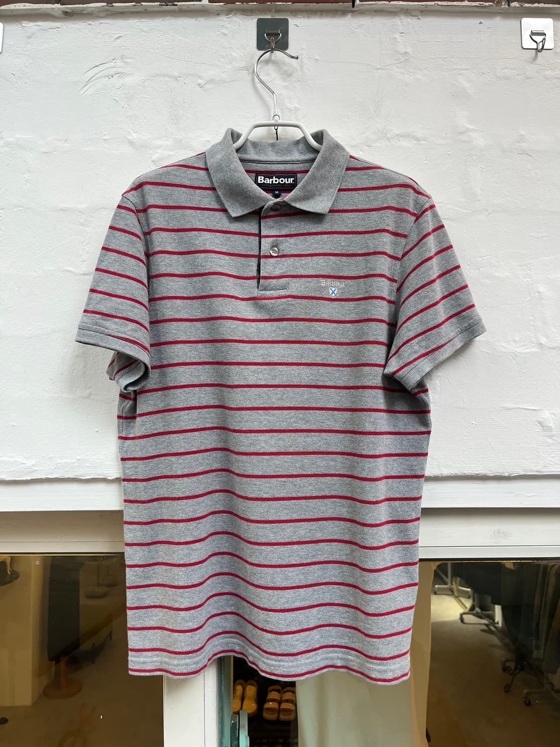 Barbour 스트라이프 카라 반팔티 M 상품이미지1