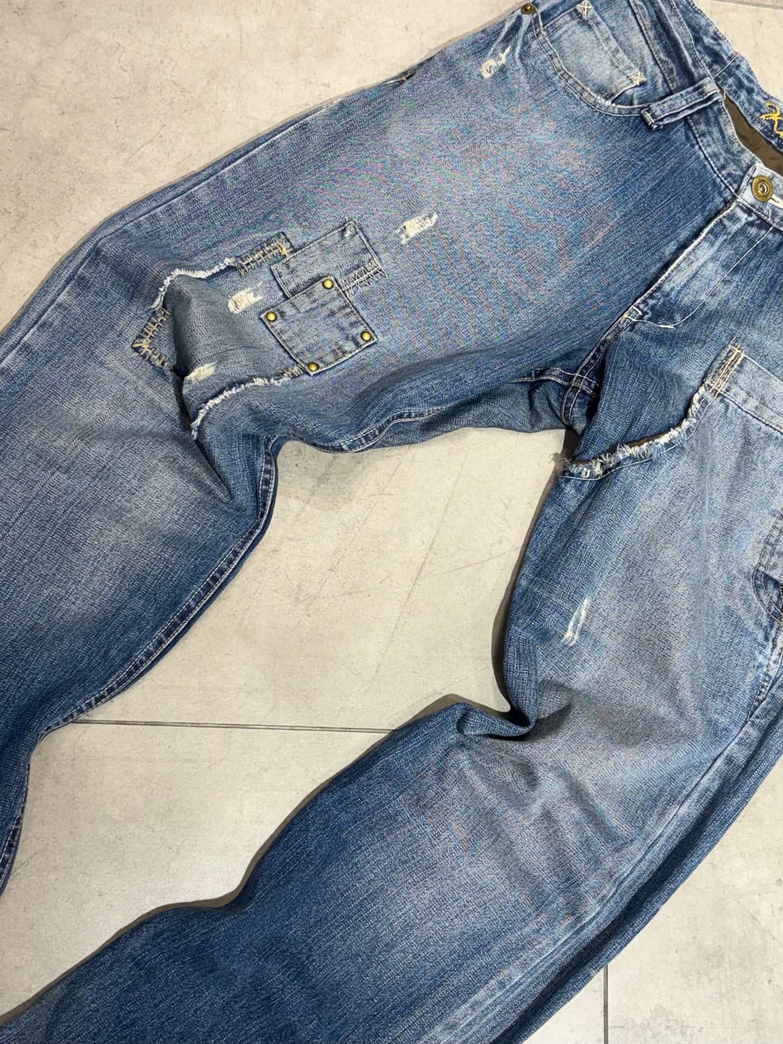 Kissmark 데미지 워싱 데님 팬츠 바지 상품이미지3