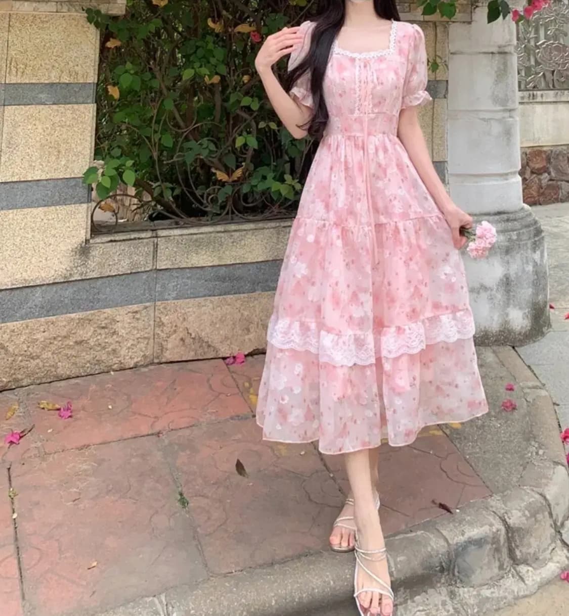 핑크 쉬폰 롱원피스  상품이미지5