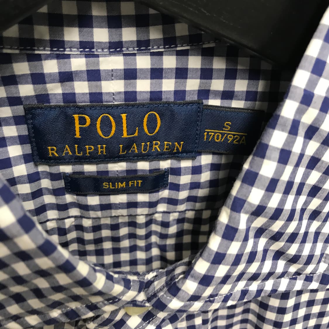폴로 랄프로렌 깅엄 체크 셔츠 네이비 S 상품이미지5