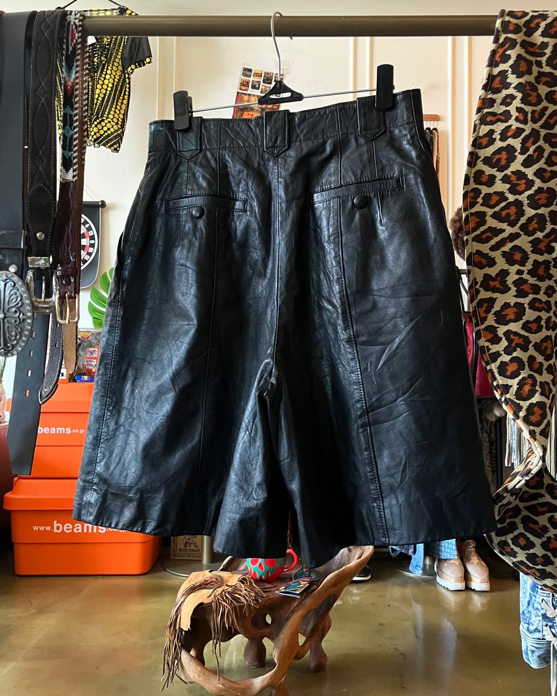 Vintage Real Cowhide Leather Shorts 상품이미지8