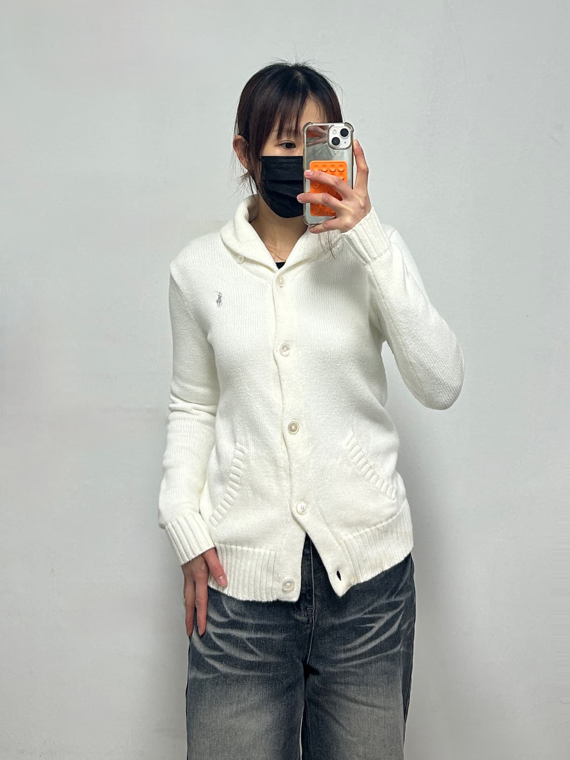 폴로 랄프로렌 포니로고 아이보리 숄카라 가디건 상품이미지1