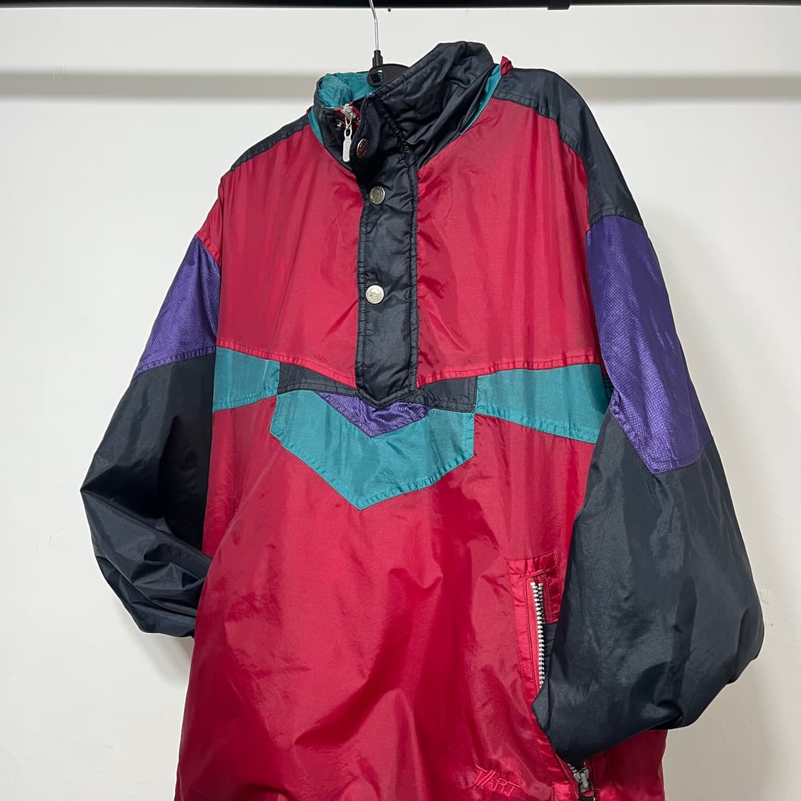 90s 바람막이 올드스쿨 아노락 점퍼  블랙퍼플레드그린 상품이미지6