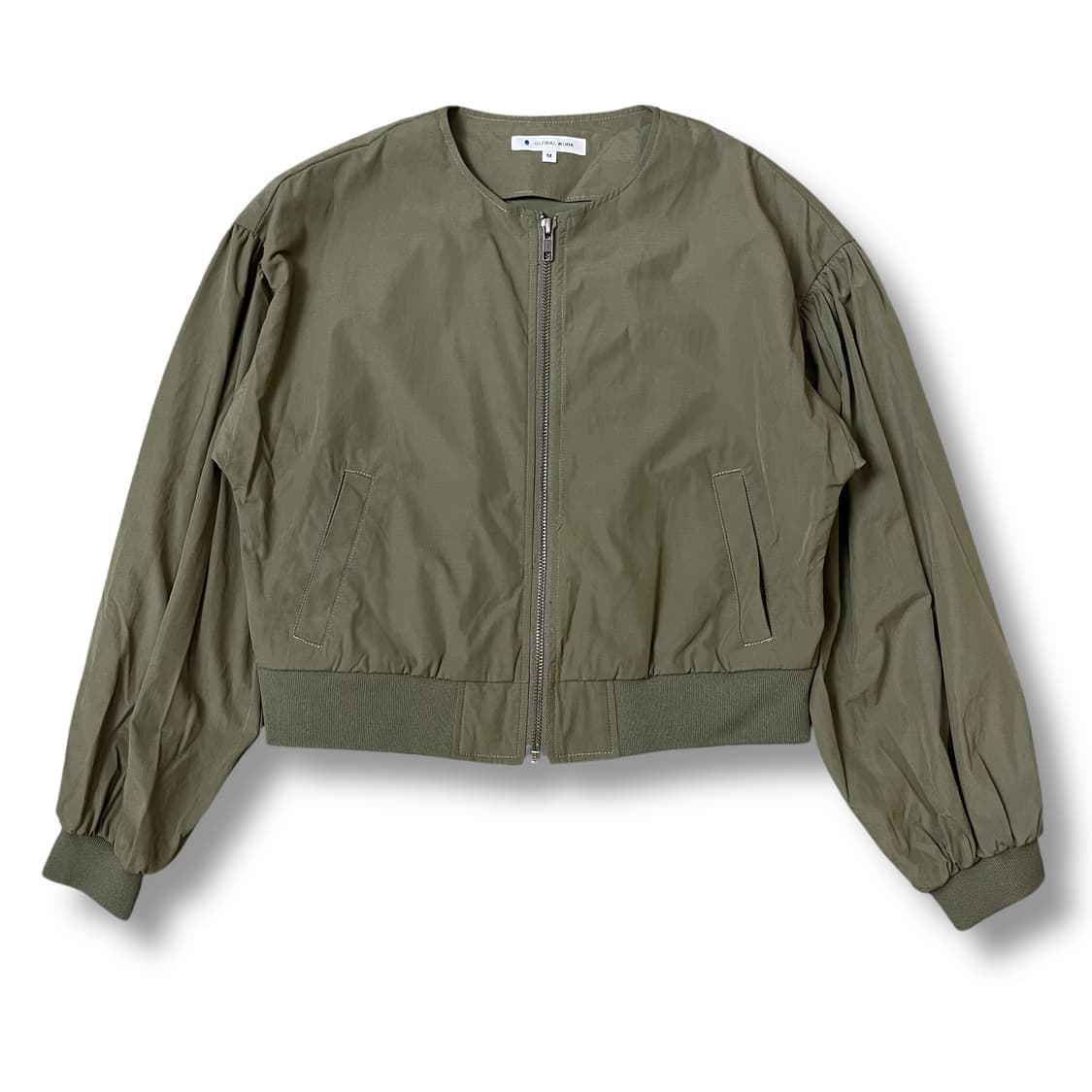 글로벌워크 카키 세미크롭 폴리 코튼 자켓 M 상품이미지1