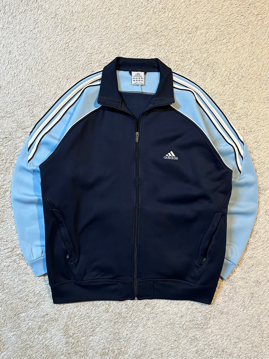 대장급) 아디다스 삼각로고 사이드라인 배색 기모 트랙탑 져지 하늘 상품이미지1