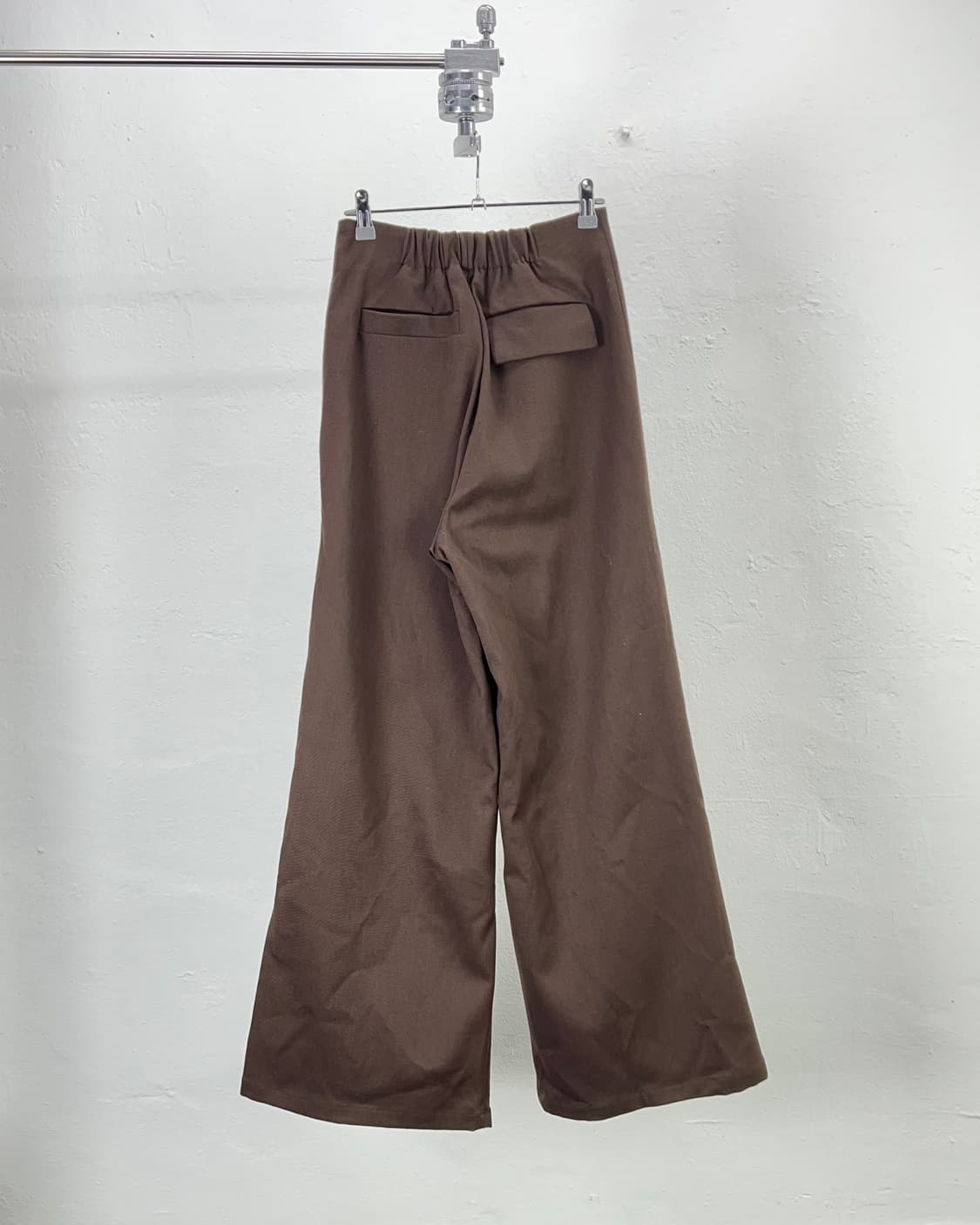우마미즘 다크 브라운 와이드 스트럭처 드레이프 코튼 팬츠 상품이미지6