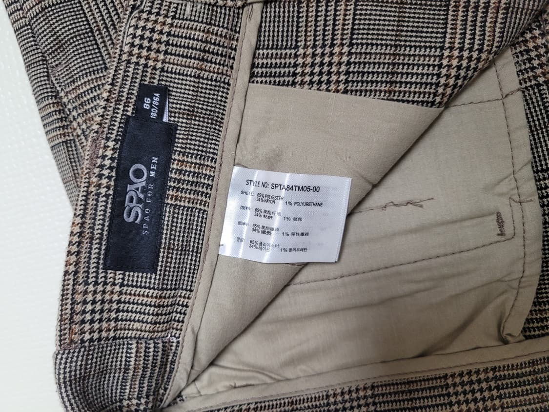 스파오 SPAO 남자 체크패턴 슬랙스 34 브라운 상품이미지6