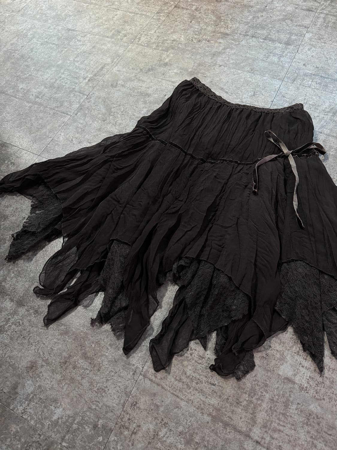 레이스 레이어드 사이드 리본 페어리 스커트 상품이미지5