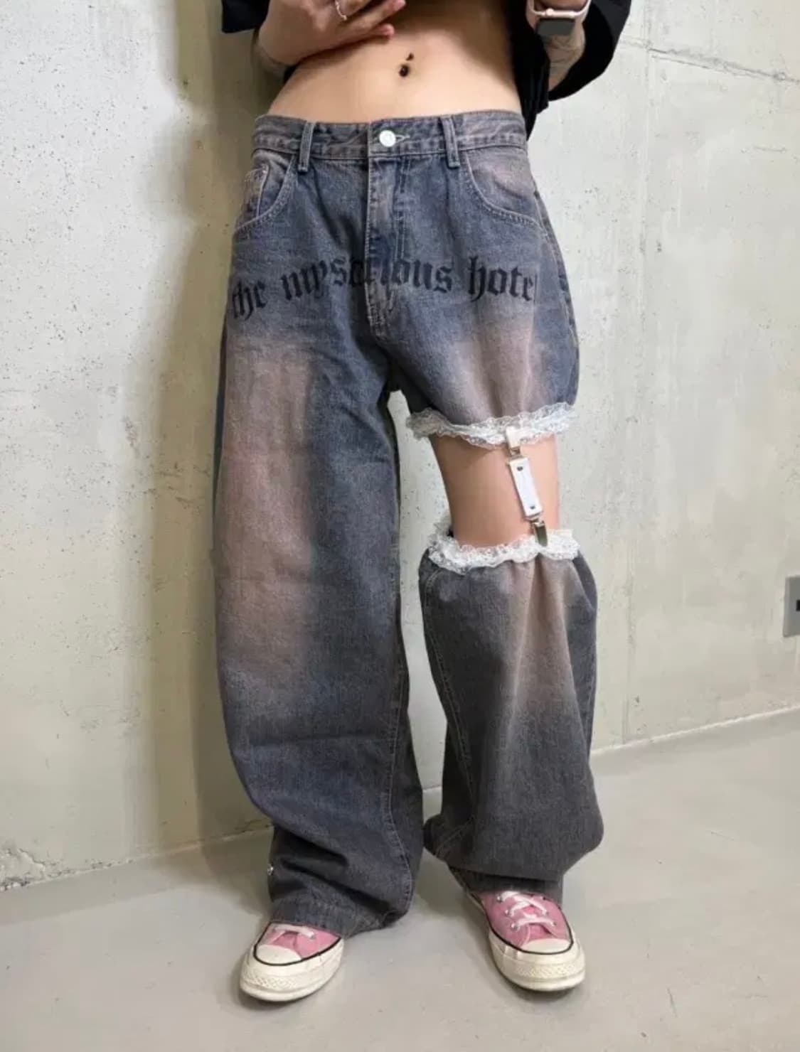 급처) 더미스테리어스호텔 가터 팬츠 상품이미지2