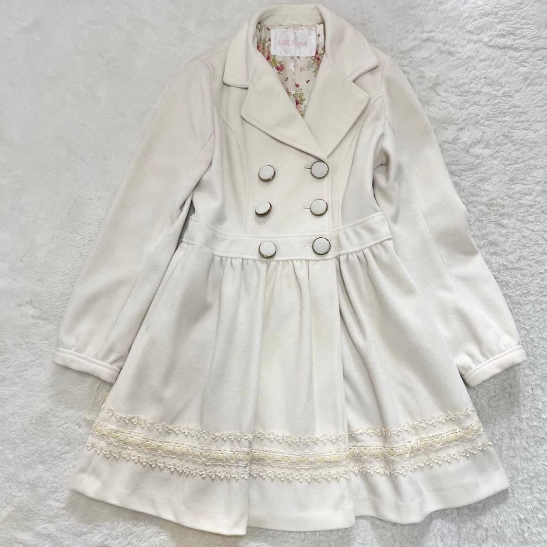 빈티지 lizlisa 리즈리사 달천깔 히메갸루 리본 퍼 카라 코트 상품이미지2