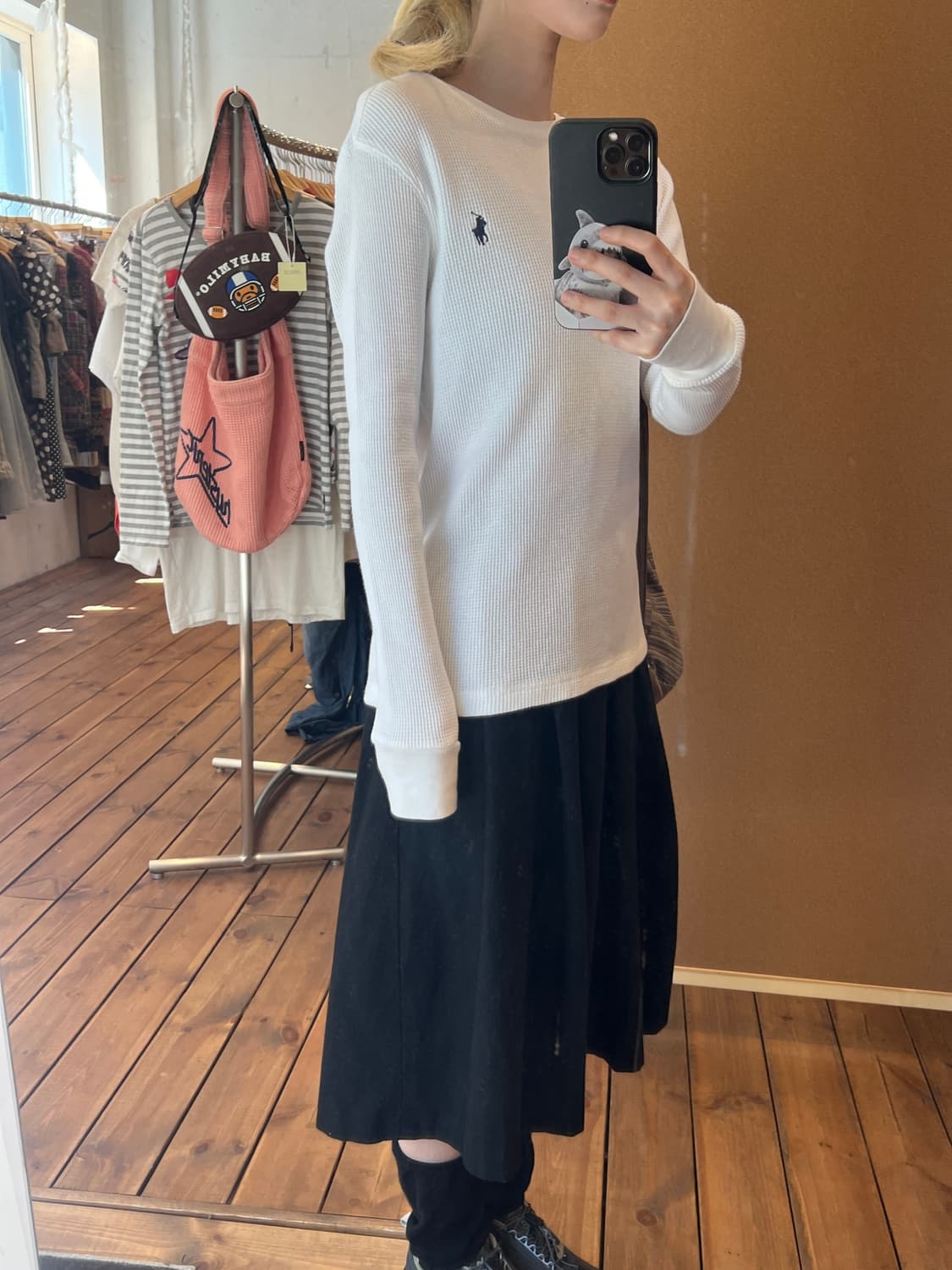 폴로 화이트 와플 롱슬리브 상품이미지2