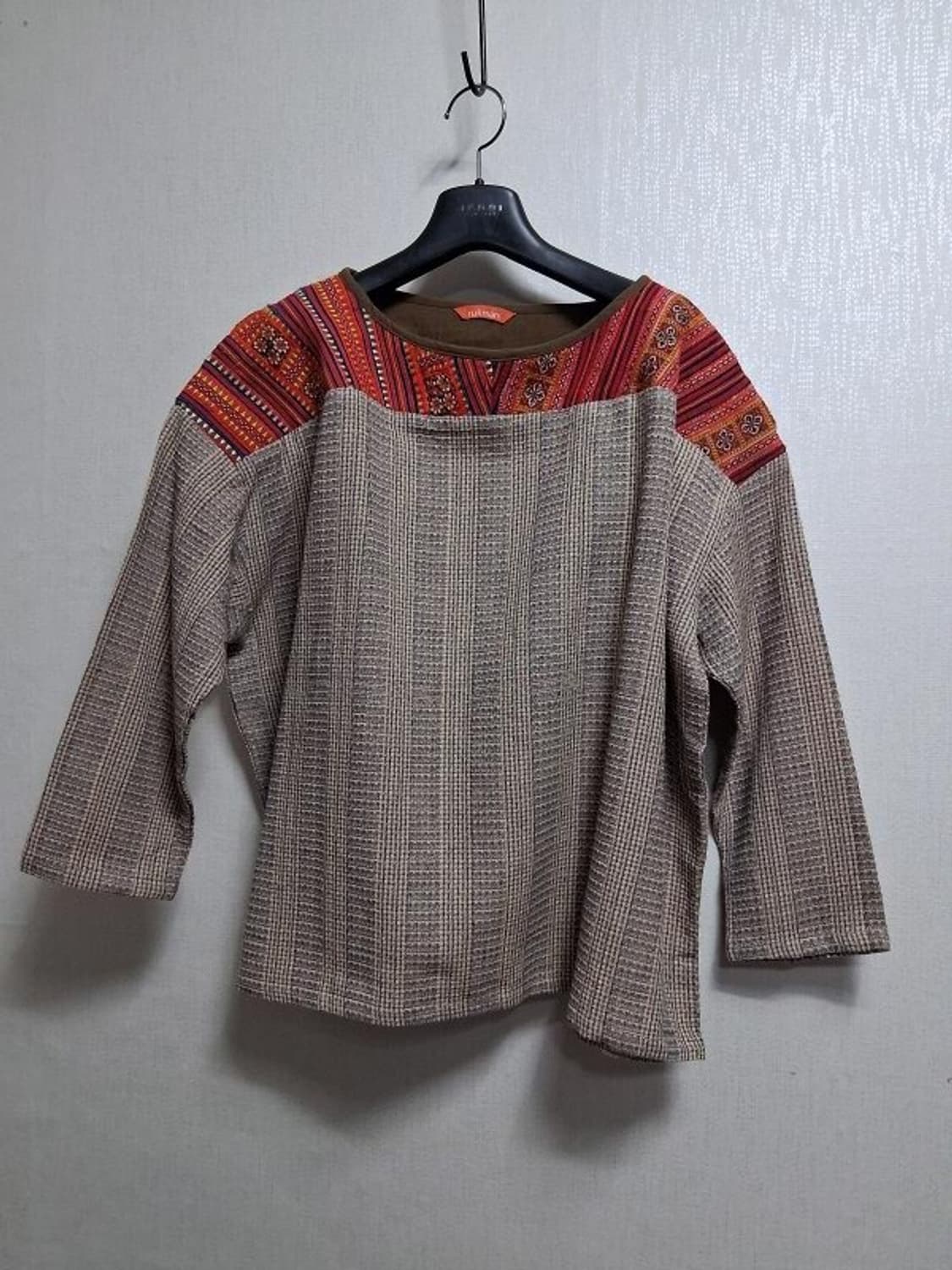 일본수입 rukmani 에스닉 자카드 티 블라우스 미착용 77까지 루즈핏 상품이미지1