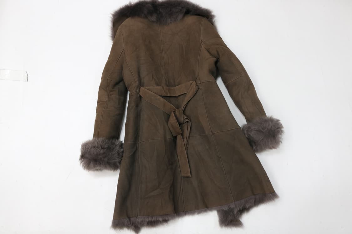 빈티지 브라운 리얼 양털 무스탕 롱 코트 (L) 상품이미지7