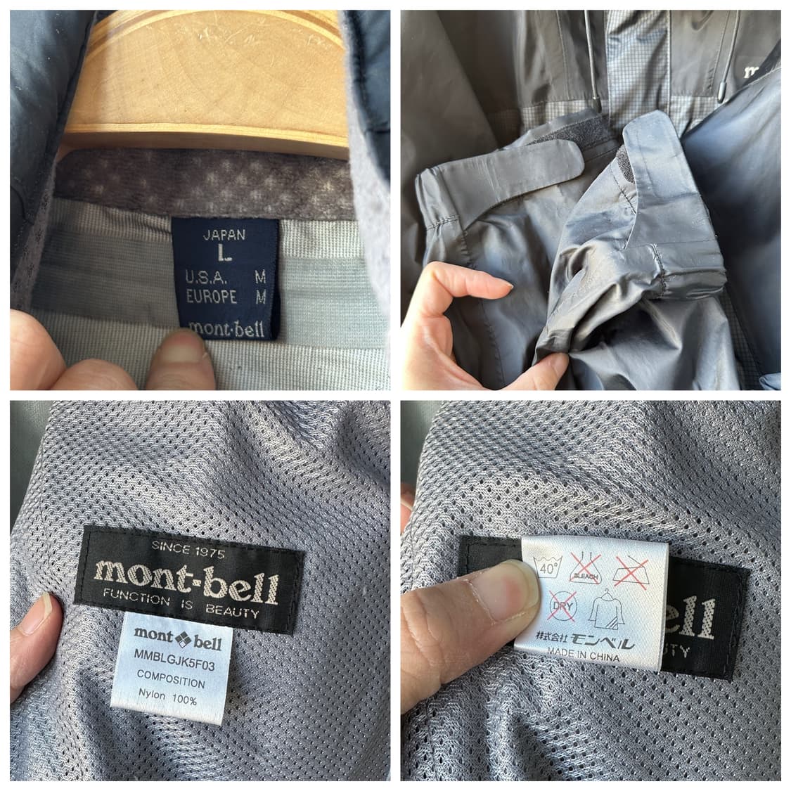 몽벨 재팬 나일론 마운틴 자켓 블랙 차콜 L 상품이미지10