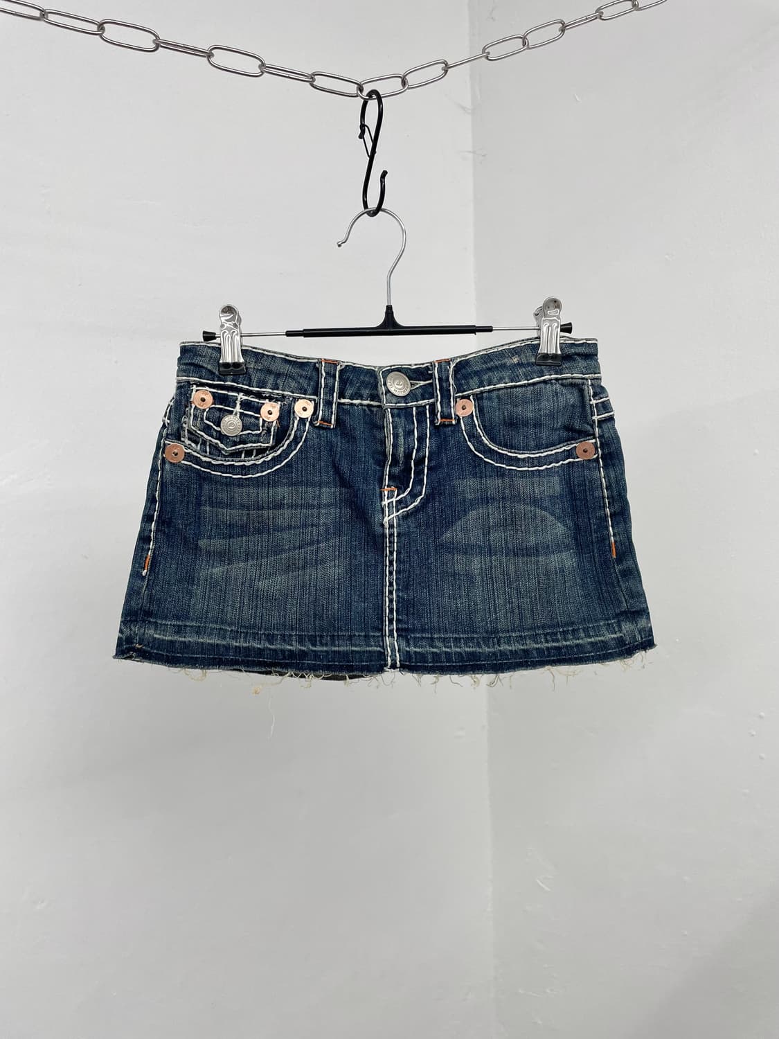 워싱 스티치 데님 스커트 상품이미지5