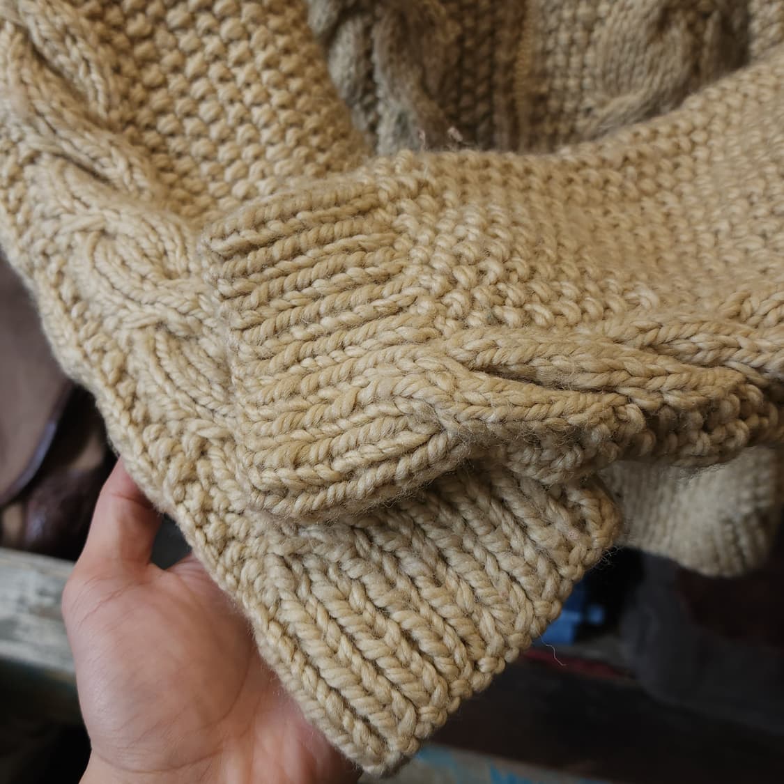 90s 프렌치 핸드메이드 울 가디건 코위찬 헤비울 스웨터 집업 니트 상품이미지9