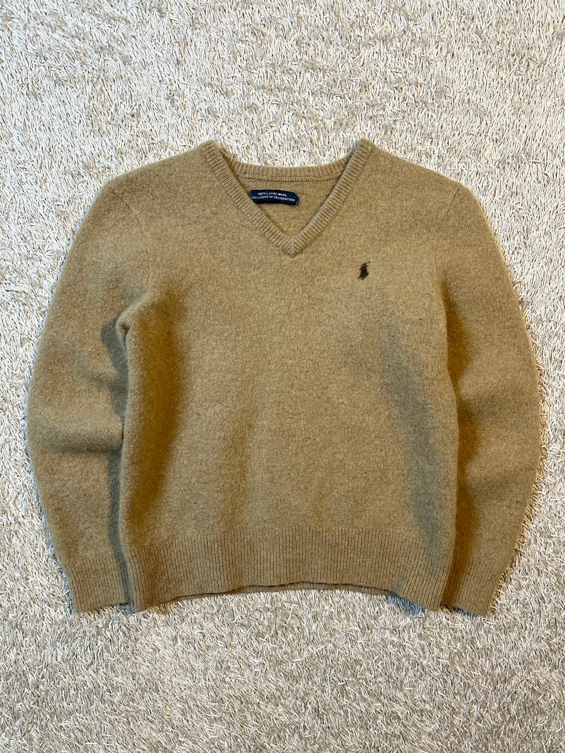 폴로 랄프로렌 브라운포니 램스울 브이넥 니트 베이지 상품이미지1
