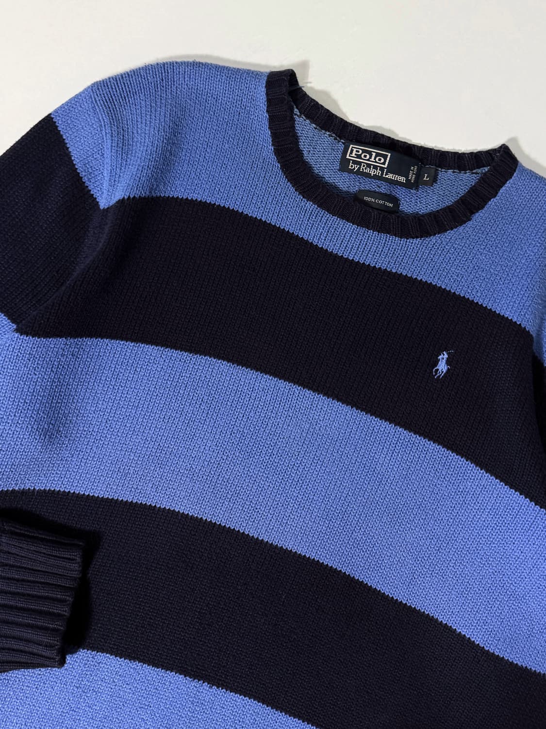 폴로 랄프로렌 루즈핏 배색 단가라 해비 코튼 니트 상품이미지2
