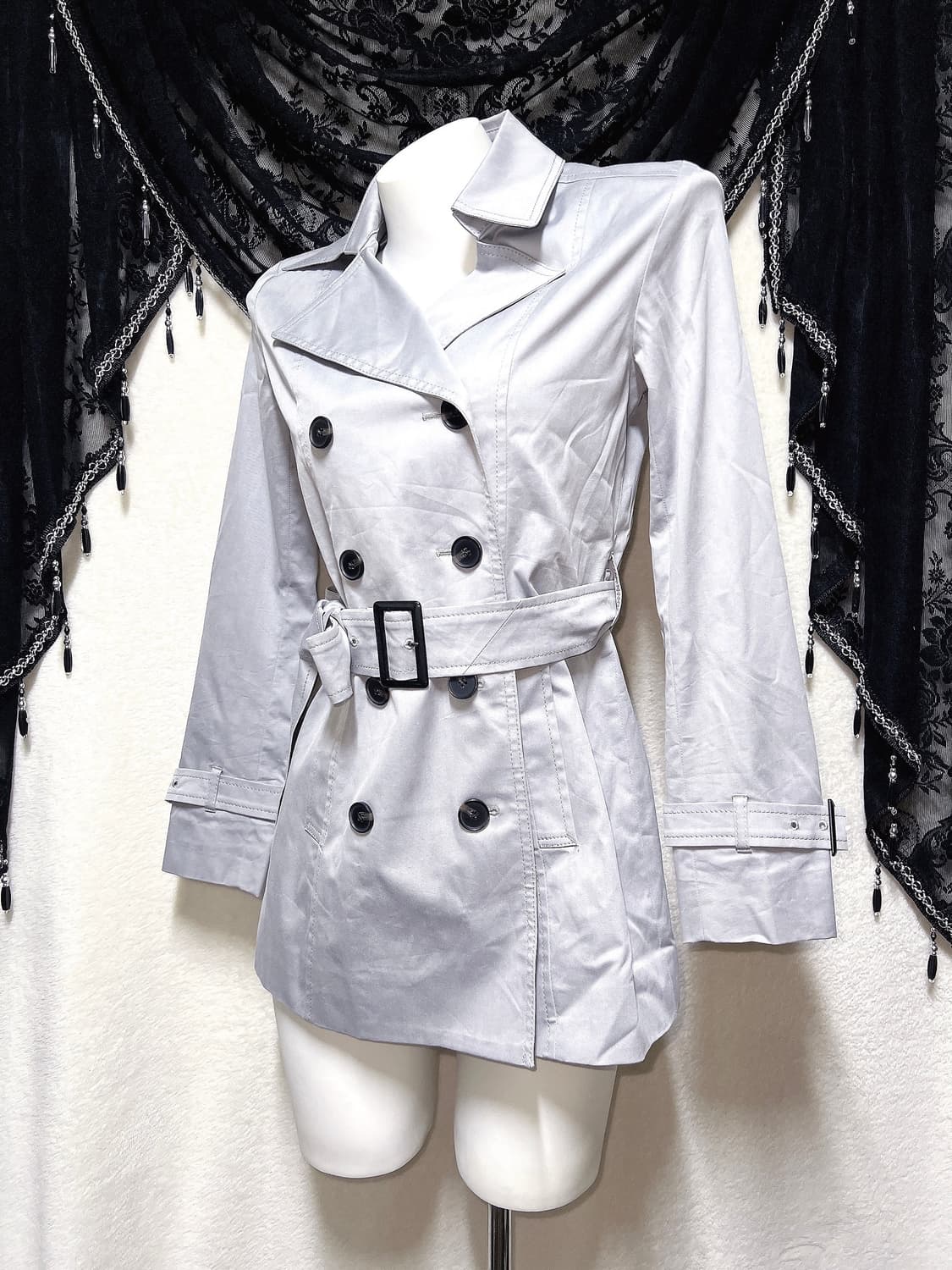 로맨틱갸루 로걀 오네 세실맥비깔 실버그레이 트렌치코트 자켓 펑크 데일리 상품이미지2